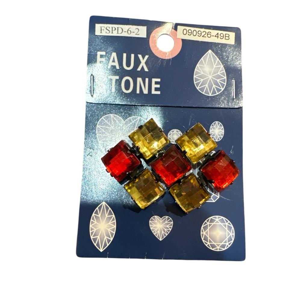 Simulated Garnet & Citrine Faux Stone Red and Yellow Pendant for Necklace New